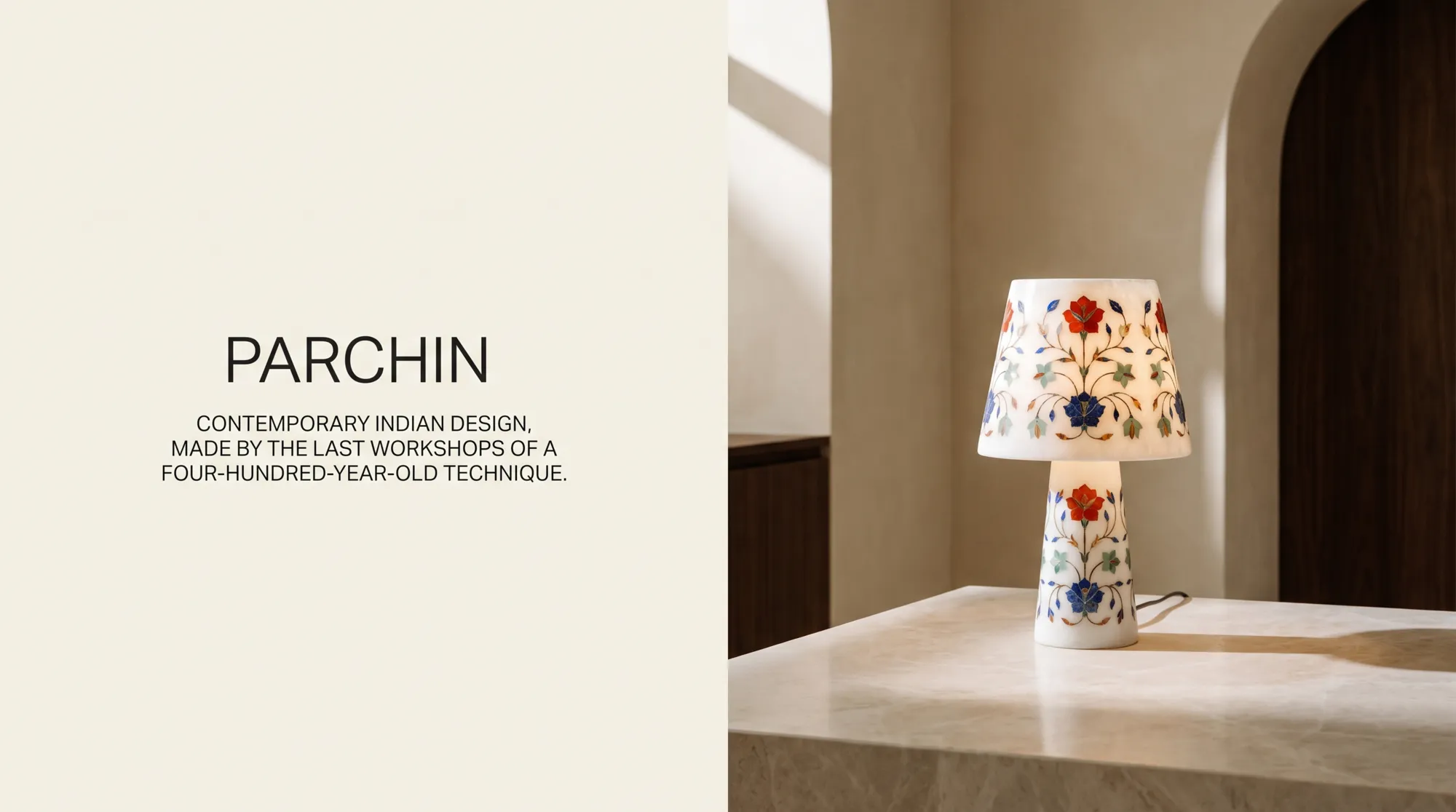 The Parchin website, designed as a working product page