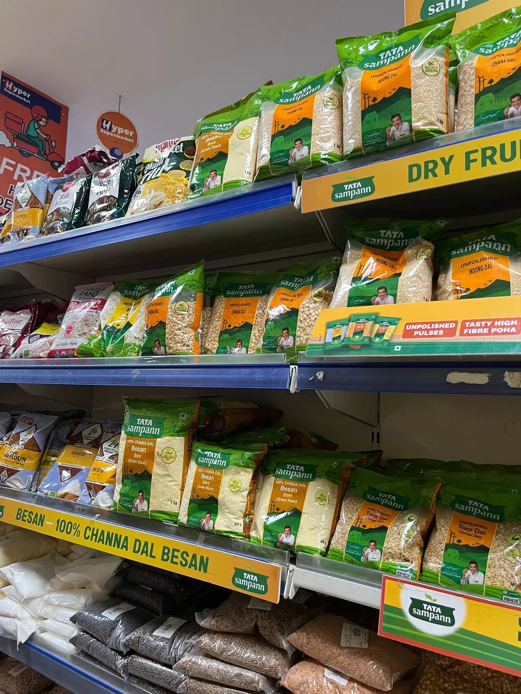 Store shelves photographed during the field research