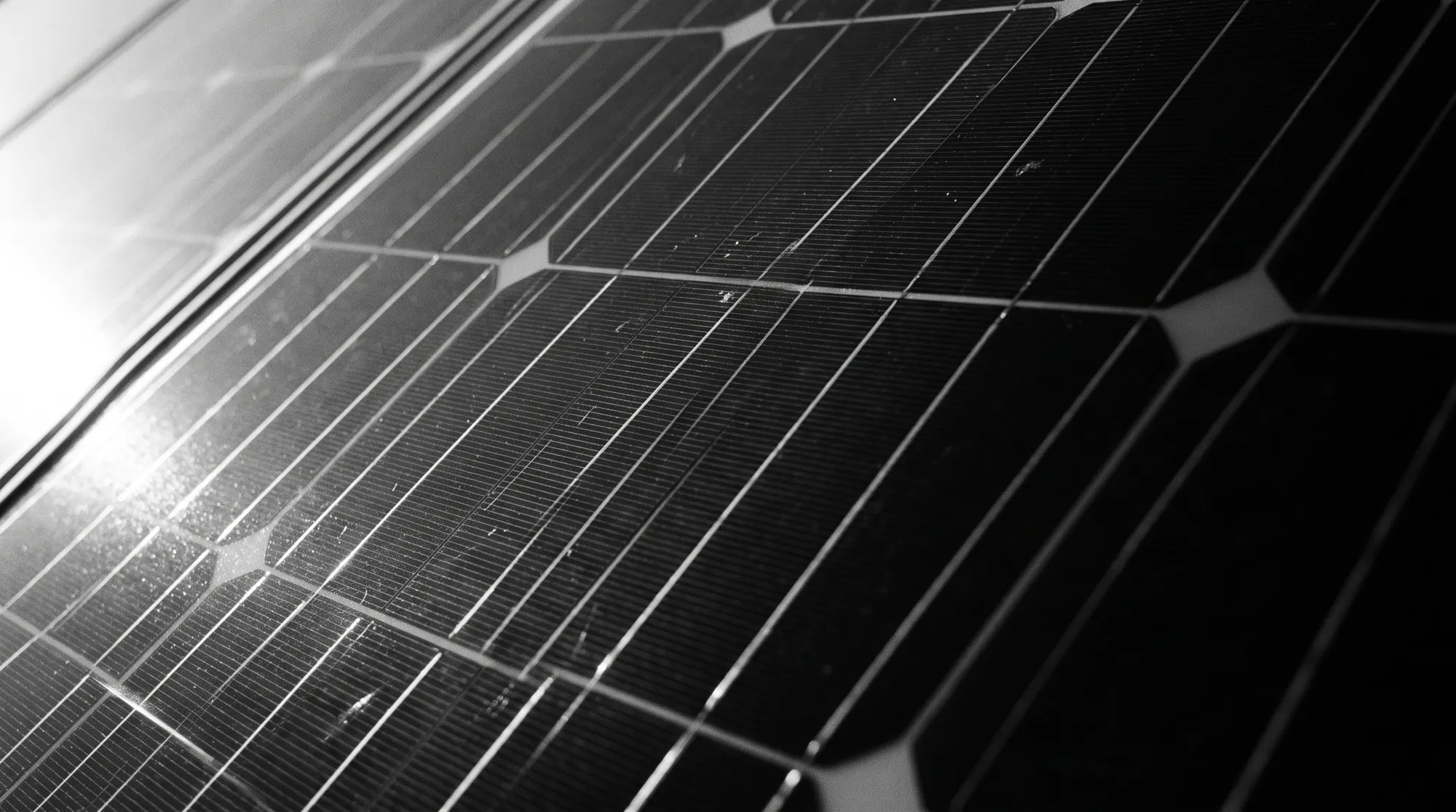 Solar module surface in black and white